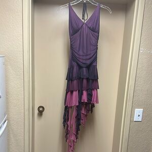 Elegant Purple and Pink Layered Women's Dress